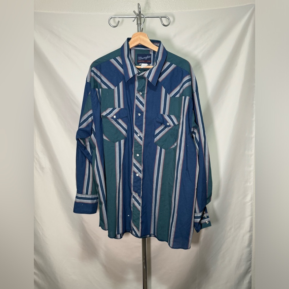 Vintage 9-35 Wrangler Brushpopper Pearl Snap Western Shirt